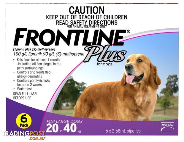 Frontline Plus for Dogs 20kg to 40kg (Purple) - 6 Pack - 1891394