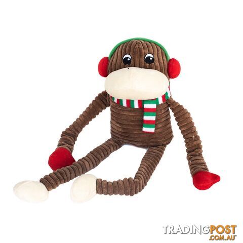 Zippy Paws Christmas Holiday Crinkle - Monkey (XL) - ZP702