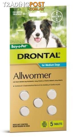 Drontal All-Wormer Tablets for Dogs up to 10kg - 5 Pack - 1891028