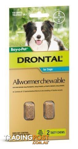 Drontal Chewable All-Wormer for Dogs 0 to 10 kg - 2 Pack - 1890965