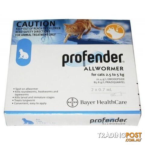 Profender Allwormer for Cats 2.5 to 5kg (Blue) - 2 Pack - 1891685