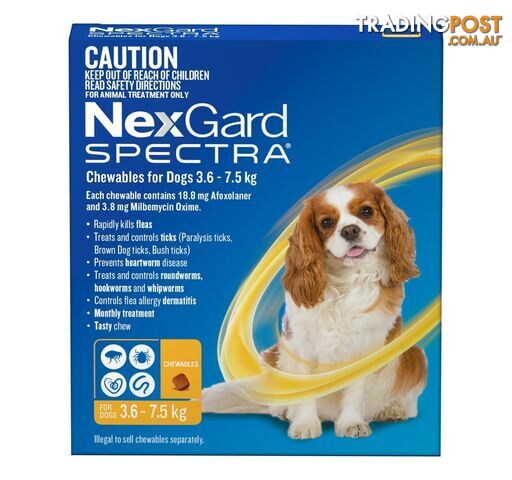 Nexgard Spectra For Dog's - 3.6-7.5Kg (Yellow) - 6 Pack - 2307071