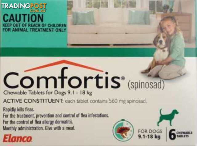 Comfortis for Dogs - 6 Pack - 9.1 to 18kg (Green) - 1890615