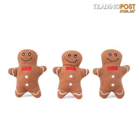 Zippy Paws Christmas Holiday Miniz 3-Pack - Gingerbread Men - ZP734