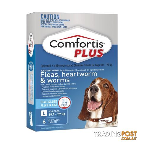 Comfortis Plus for Dogs - 6 Pack - 18.1 to 27kg (Blue) - 2278516