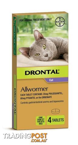 Drontal All-Wormer for Cats & Kittens up to 4kg - 4 Pack - 2237811