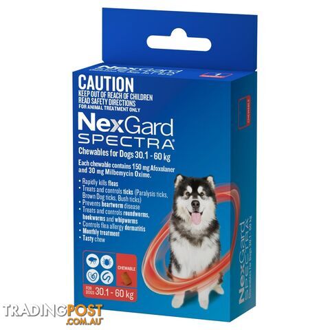 Nexgard Spectra For Dog's - 30.1-60Kg (Red) - 3 Pack - 2307057