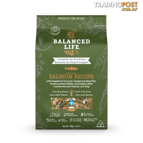 Balanced Life Salmon Air Dried Dog Food 1kg - BLSD1000