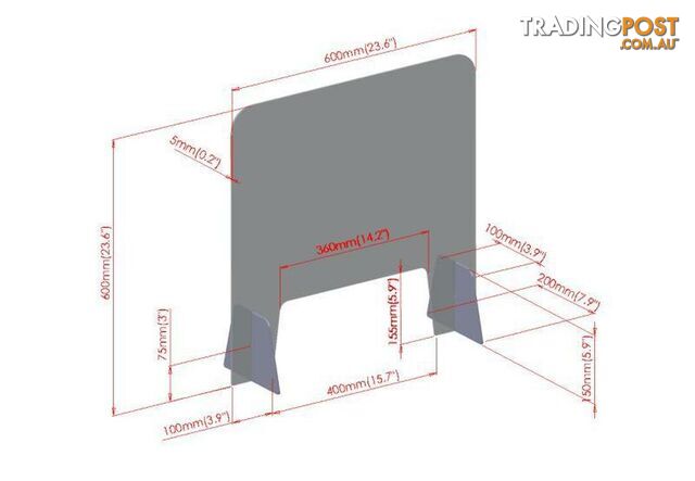 Clear Acrylic Table Sheild Sneeze Guard Screen Small - ATS60