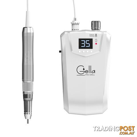 Gella Pro Drill Portable White + Premium Drill Bit Set - GPDPW