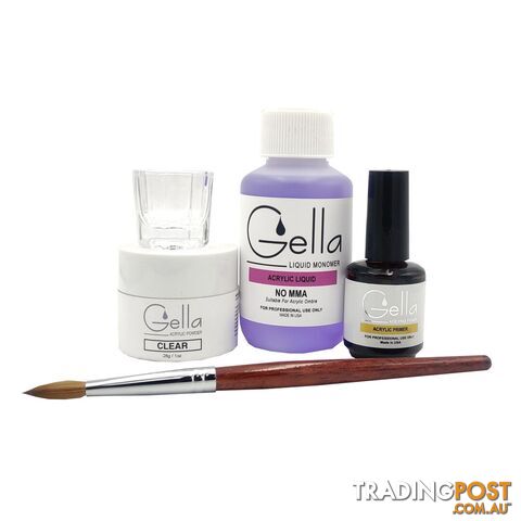 Gella Mini Acrylic Nail Starter Kit - Clear - GEMINACKITC