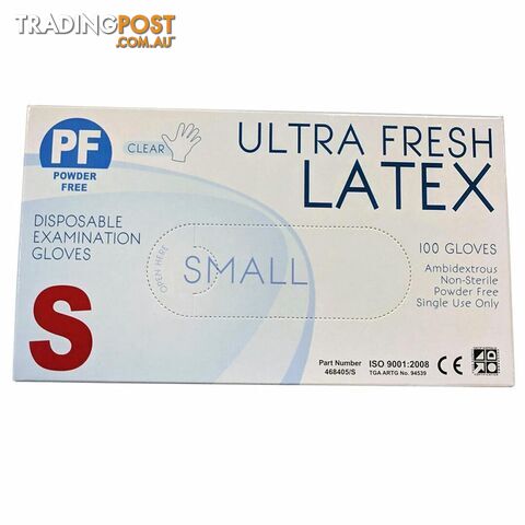 Ultra Fresh Latex Gloves White PF S - UFLATGSML