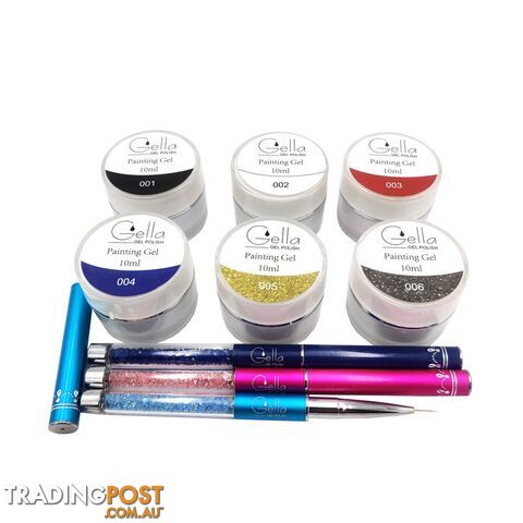 Painting Gel Kit 6 Gels + 3 Brush - GEPGK