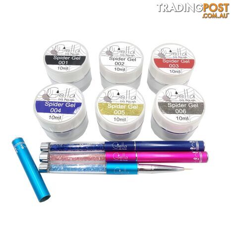 Spider Gel Kit 6 Gels + 3 Brushes - GESGK