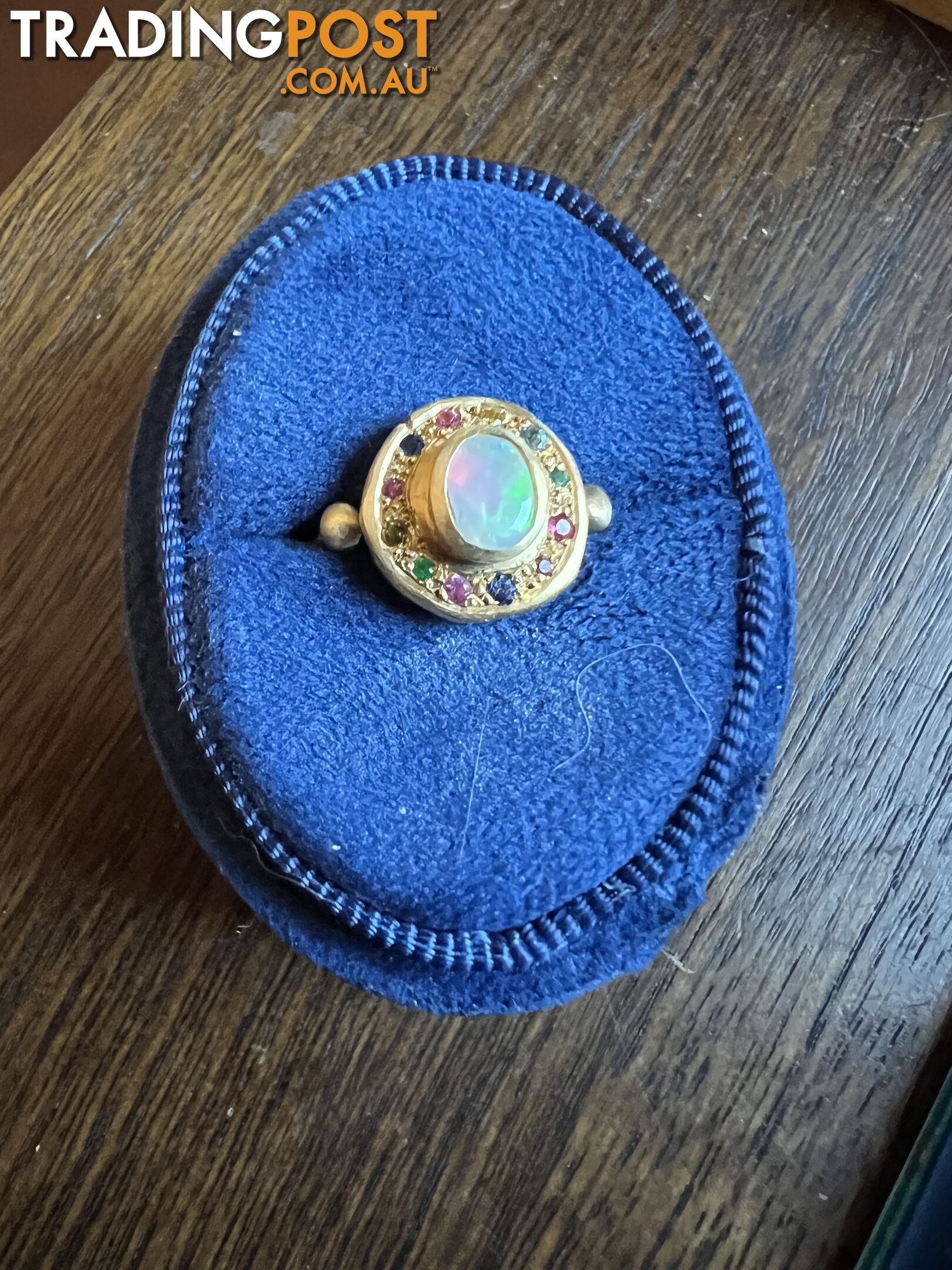 18ct yellow gold Opal and Sapphire Trove Ring - Size N