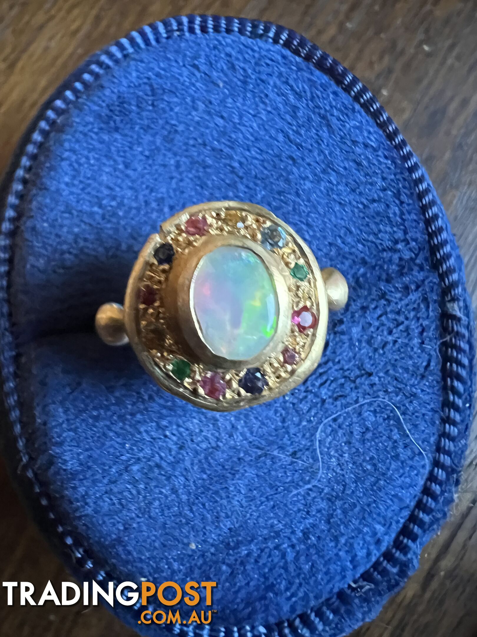 18ct yellow gold Opal and Sapphire Trove Ring - Size N