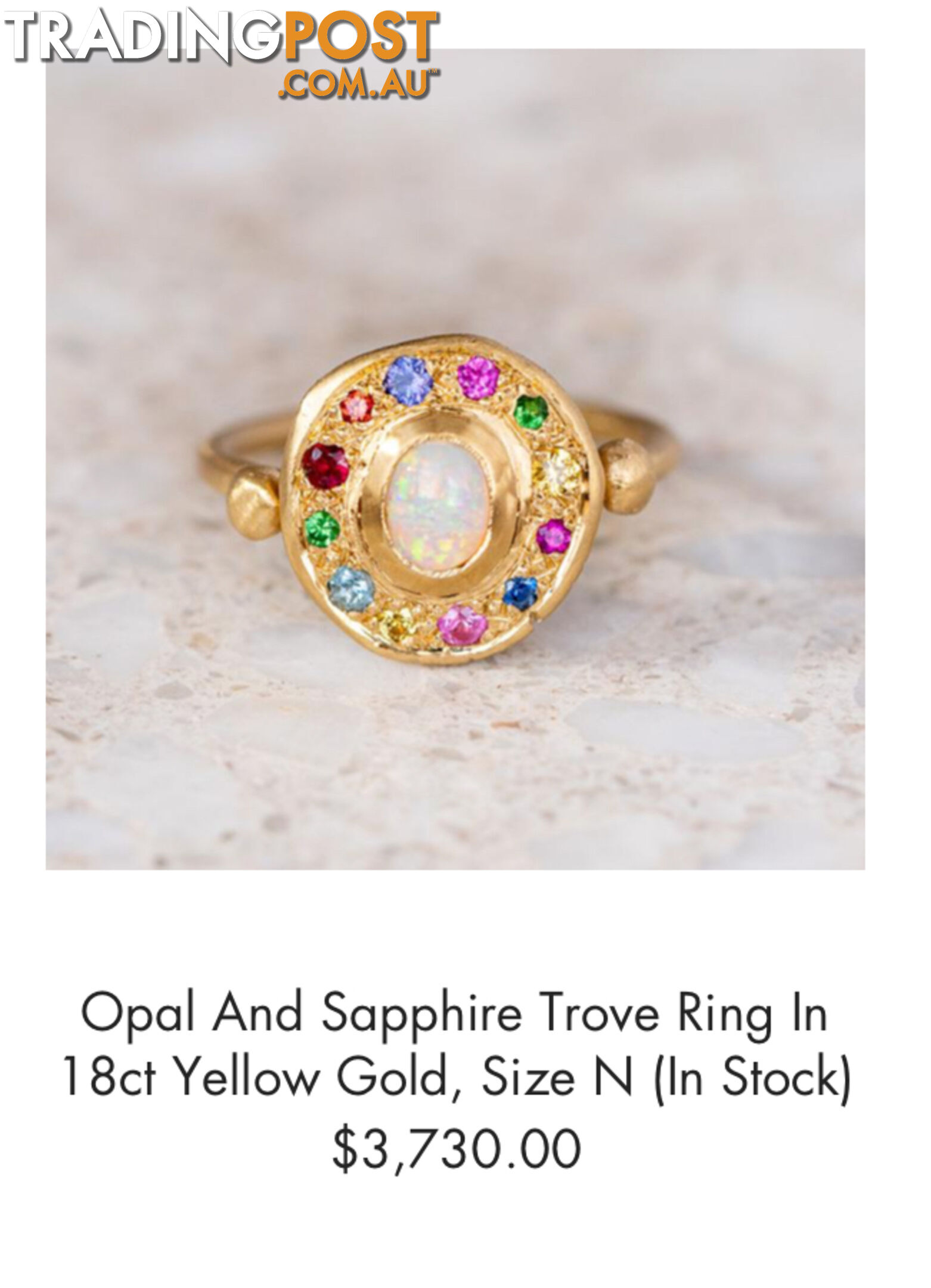 18ct yellow gold Opal and Sapphire Trove Ring - Size N