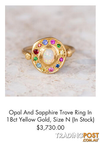 18ct yellow gold Opal and Sapphire Trove Ring - Size N