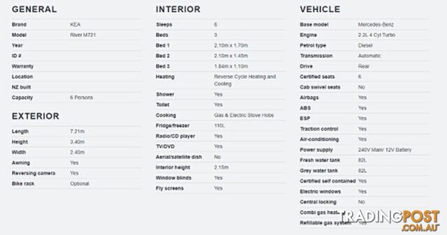 2019 KEA 2019 KEA RIVER M721 6 BERTH MOTORHOME 6 BERTH