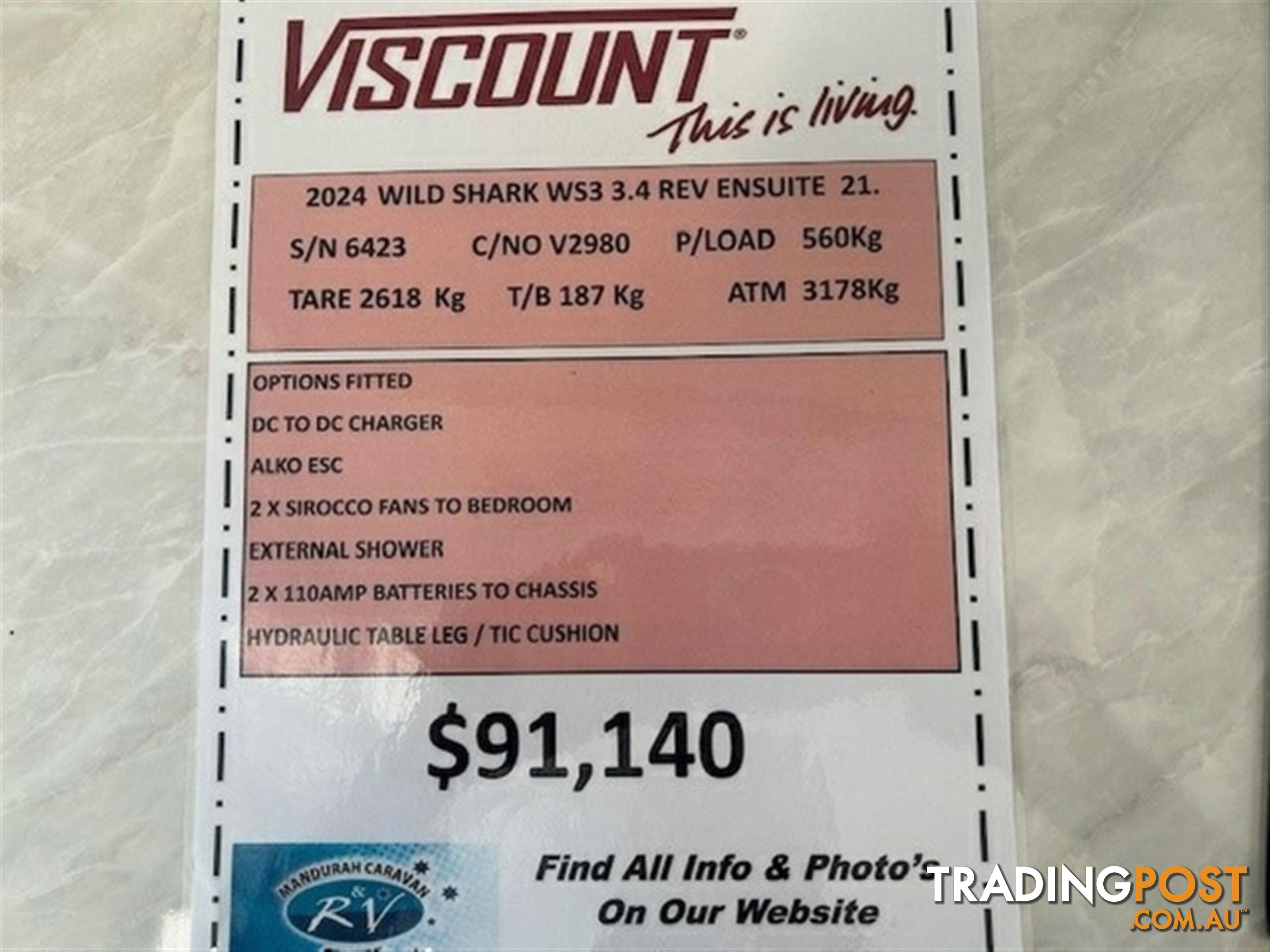 2024 VISCOUNT WILD SHARK V3.4 REV CLUB CARAVAN