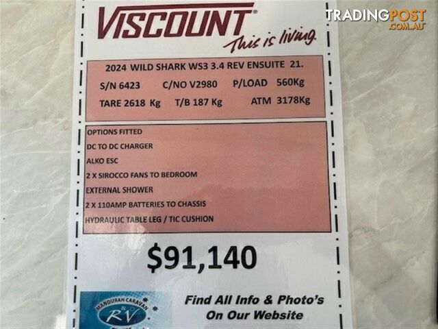 2024 VISCOUNT WILD SHARK V3.4 REV CLUB CARAVAN