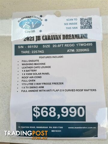 2021 JB DREAMLINE 20'6 CARAVAN