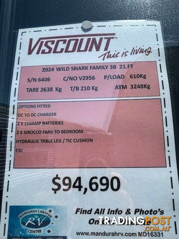 2024 VISCOUNT WILD SHARK SEMI OFF ROAD FAMILY 3 B CARAVAN