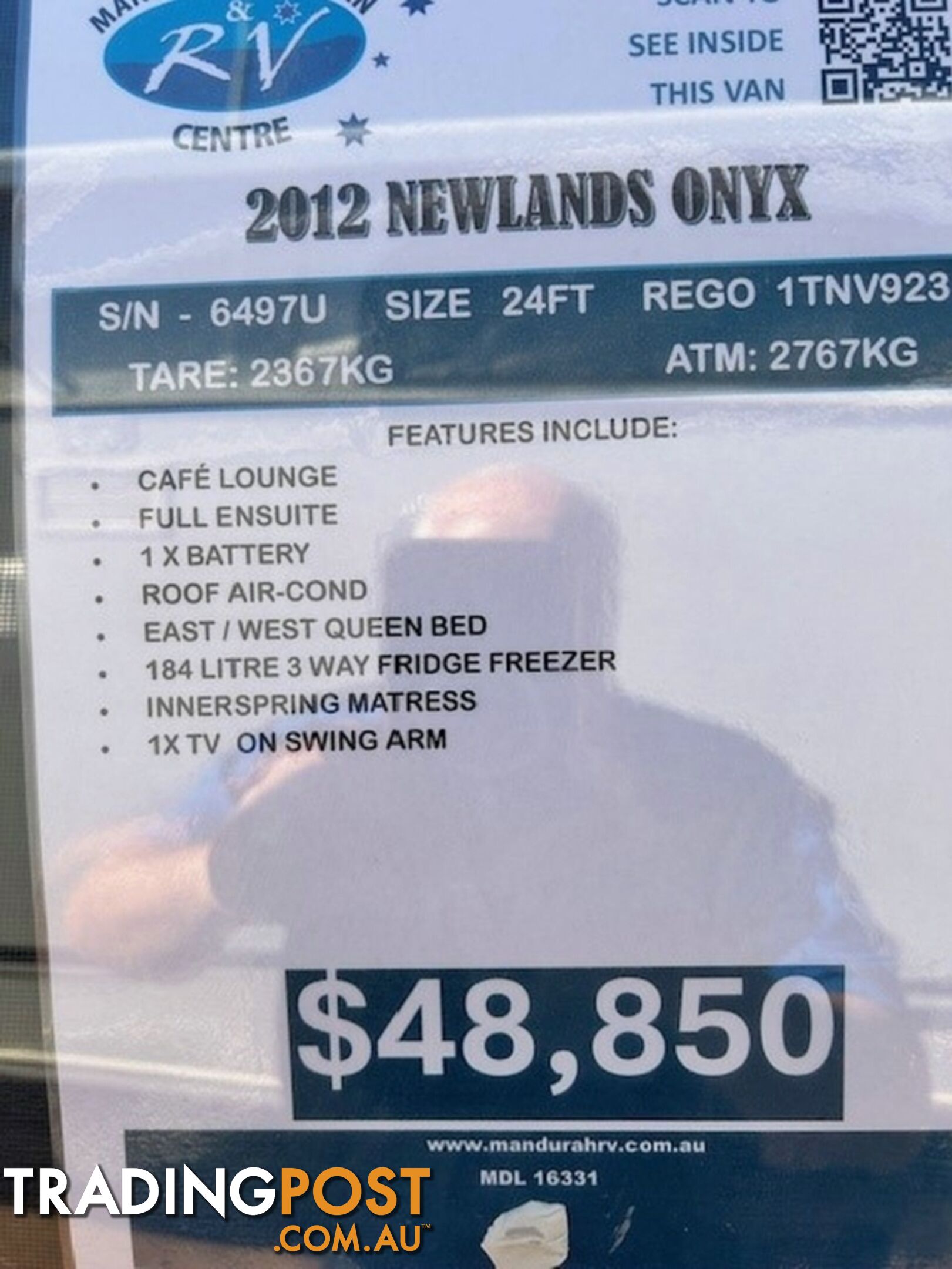 2012 NEWLANDS ONYX EAST WEST BED CARAVAN