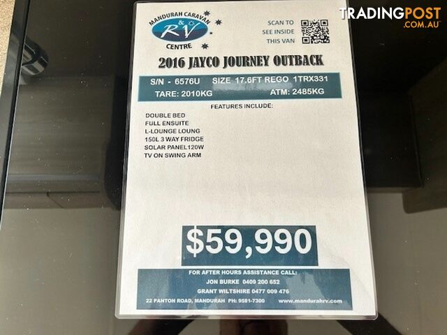 2016 JAYCO JOURNEY OUTBACK SEMI OFF ROA CARAVAN