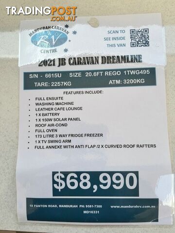 2021 JB DREAMLINE 20'6 CARAVAN