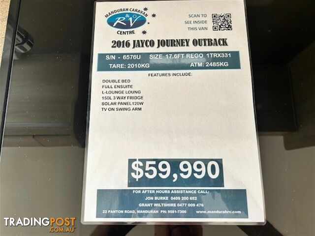 2016 JAYCO JOURNEY OUTBACK SEMI OFF ROA CARAVAN