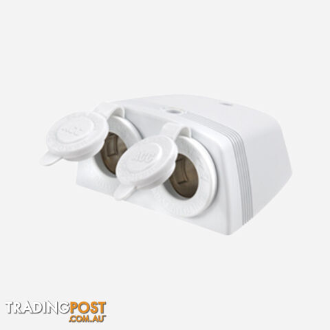 Accessory Socket White Surface Mount Twin Sockets H/D .81160Wbl