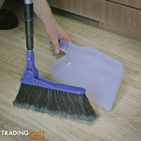 Camco Adjustable Broom W/Clip On Dust Pan. 43623
