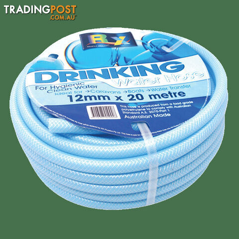 Blue 20M Roll 12mm Non Toxic Reinforced Water Hose. 25Dwbx20