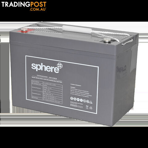 Sphere 12V 100Ah Valve Regulated Agm Rechargeable Battery.