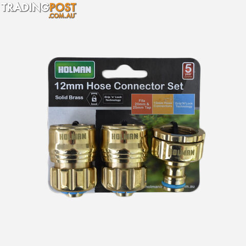 Holman 3 Piece Brass Hose Connector Set. 8530H
