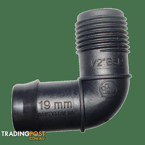 Threaded Elbow 19mm Barbed X 1/2" Bsp Male. Ebm1915