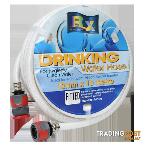12mm White Non Toxic Water Hose With Fittings 10Mt. 25Dwx10F