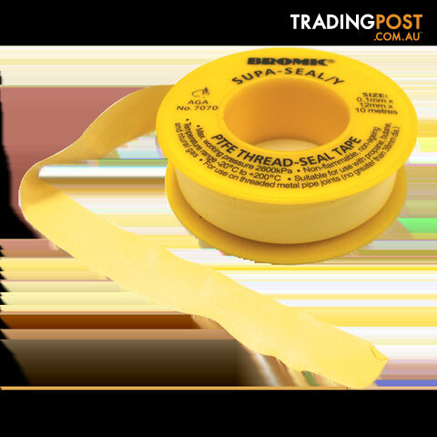 Yellow Gas Seal Tape 12mm X 10M Roll. 7170381