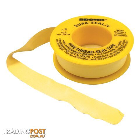 Yellow Gas Seal Tape 12mm X 10M Roll. 7170381