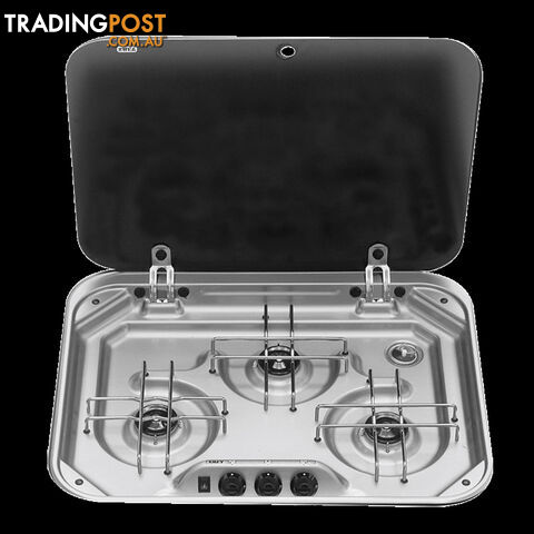 Smev 3 Burner Cooktop Flush Mt S/S C/W Glass Lid & 12V...