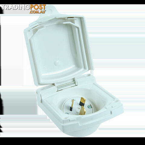 Clipsal (New) White External 15Amp Power Inlet. 435Vfs15We