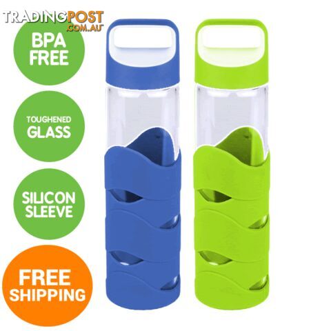 Glass Sports Bottles with BPA free lid x 2 - glassnew4