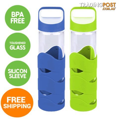 Glass Sports Bottles with BPA free lid x 2 - glassnew6