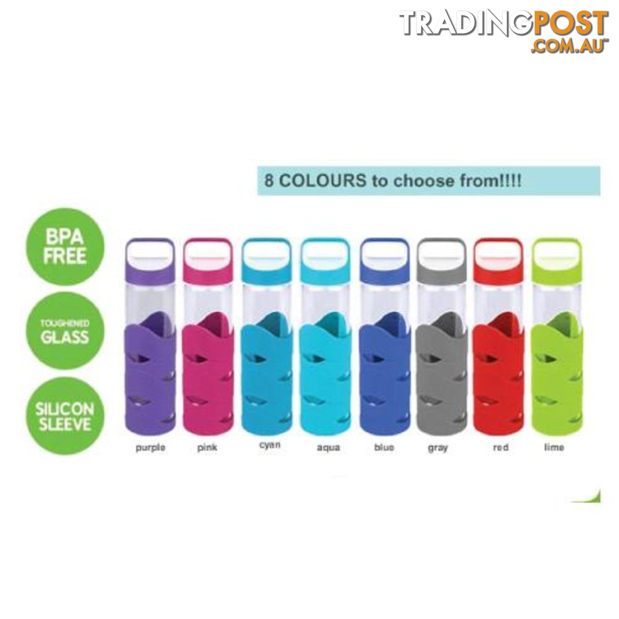 Glass Sports Bottles with BPA free lid x 2 - glassnew5