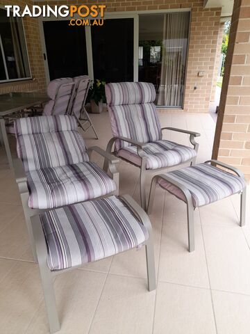 Outdoor Chairs with Padded Cushions and Foot Stools