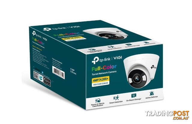 TP-LINK VIGI 5MP C450(4mm) Full-Colour Turret Network Camera, 4mm Lens, Two-Way Audio, Corridor Mode, Smart Detection