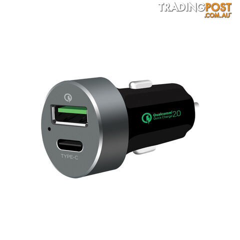 mbeat QuickBoost USB 2.0 & USB Type-C Dual Port Car Charger - Certified Qualcomm Quick Charge 2.0 technology /Fast Charging/ Samsung Galaxy Note