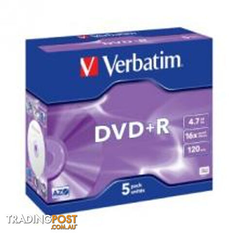 VERBATIM DVD+R 16X Jewel 5pk 4.7GB