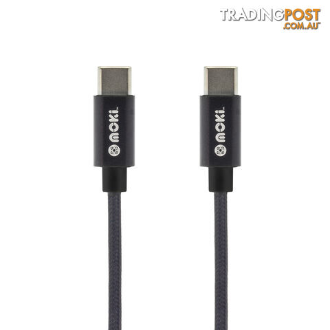 MOKI Braided Type-C to Type-C SynCharge Cable - 90cm/3ft - Black